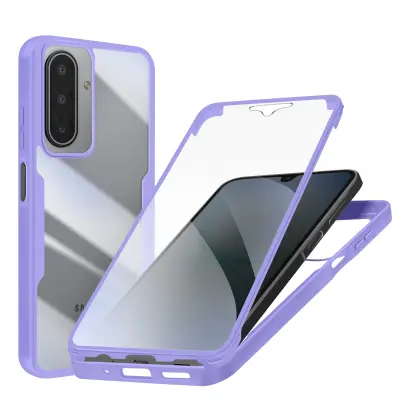 Popoln ovitek za Galaxy A17 s silikonskim robom in membrano na dotik, Svetlo vijolična