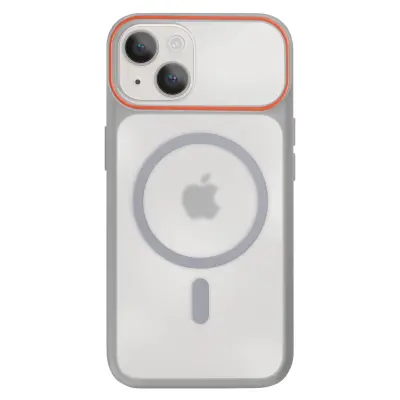 Ovitek MagSafe za iPhone 15 Plus / 14 Plus, trda zadnja stran s silikonskim okvirjem, Siva