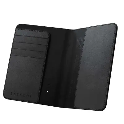 Satechi, Usnjena torbica za potni list FindAll s prostorom za kartice in RFID zaščito, Črna