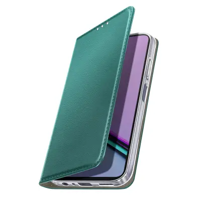 Folio etui za Realme Note 60 z držalom za kartice in funkcijo stojala za video, Temno zelena