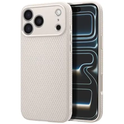 Spigen SGP, Ovitek za iPhone 17 Pro serije Liquid Air, teksturiran z geometrijskim vzorcem, Svetlo siva