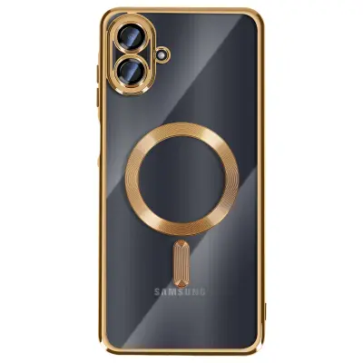 Ohišje za Galaxy A07, združljivo z MagSafe, s kromiranim robom, Zlata