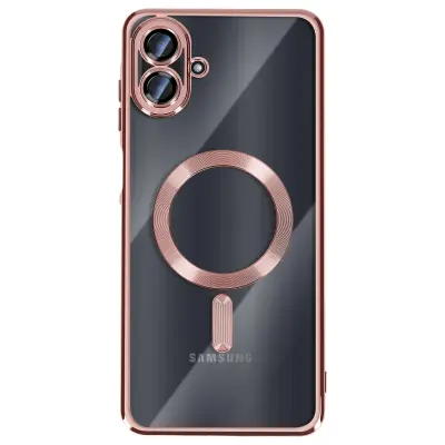 Ohišje za Galaxy A07, združljivo z MagSafe, s kromiranim robom, Roza