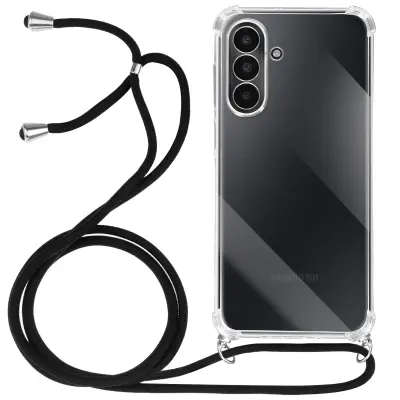 Ovitek z vrvico za Samsung Galaxy A17 iz silikona z ojačanimi vogali, Prozorno