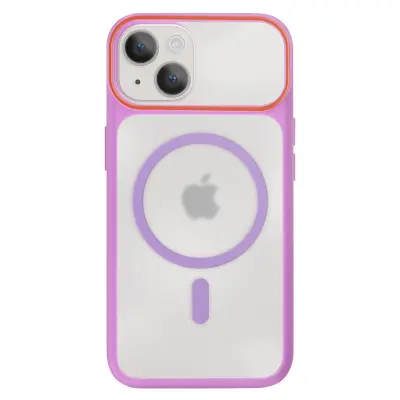 Ovitek MagSafe za iPhone 15 Plus / 14 Plus, trda zadnja stran s silikonskim okvirjem, Vijolična