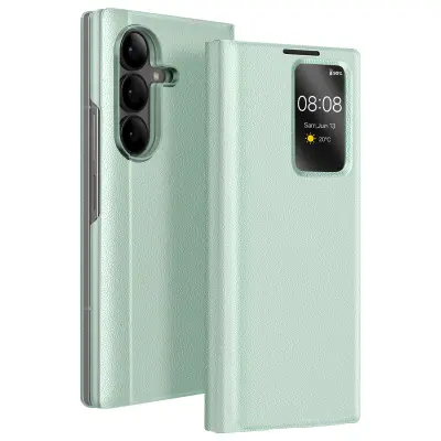 Ovitek z oknom za Galaxy Z Fold7 z držalom za kartice in funkcijo stojala, Svetlo zelena