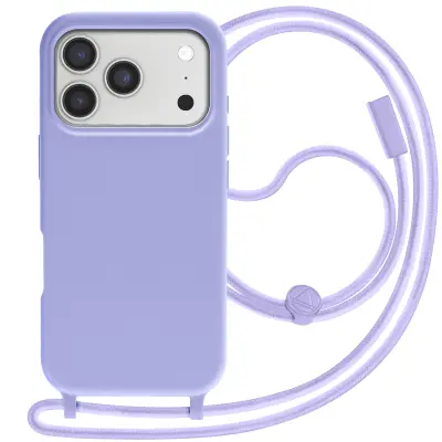 Ovitek za iPhone 17 Pro Max Soft Touch z vrvico za okoli vratu, Lavanda