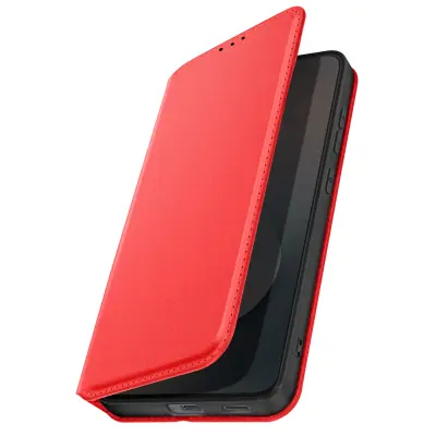 Denarnica etui za Samsung Galaxy S25 FE magnetni s stojalom za video, Rdeča