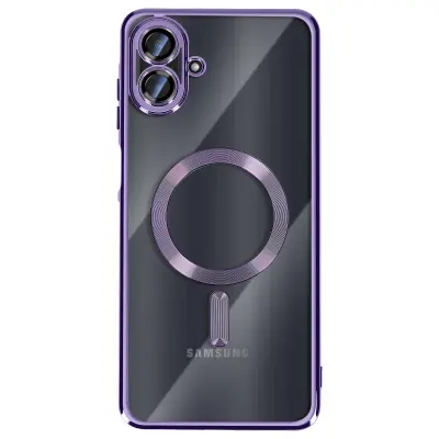 Ohišje za Galaxy A07, združljivo z MagSafe, s kromiranim robom, Vijolična