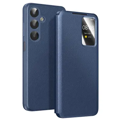 Ovitek za Galaxy A17 z oknom Smart View in držalom za kartice, Modra noč