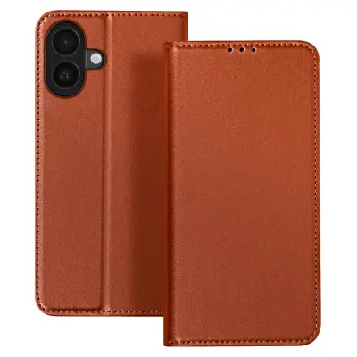 Etui za iPhone 17 iz usnja s predali za kartice in video stojalom, Rjava