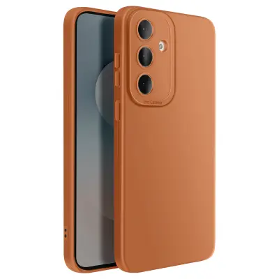 Silikonsko mehko ohišje za Galaxy S25 FE z ojačitvijo za blok kamere, Rjava