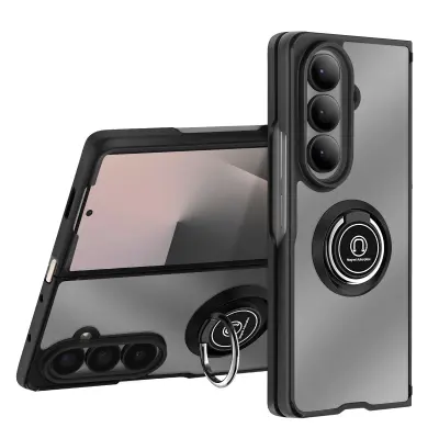 Ovitek za Samsung Galaxy Z Fold 7, zložljiv z magnetnim obročkom, Črna
