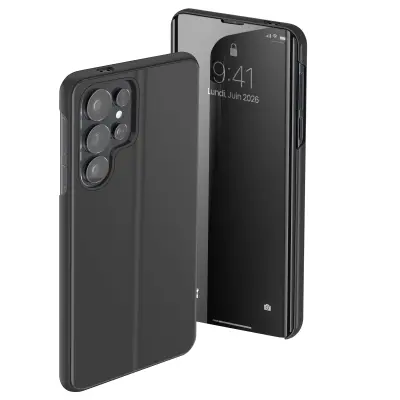 Zaščitni ovitek za Galaxy S26 Ultra Clear View z video stojalom, Črna