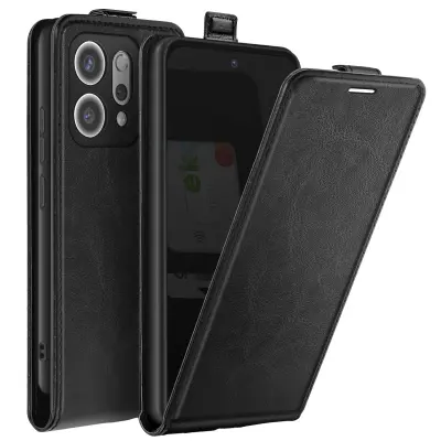 Navpični preklopni etui za Oppo Reno 14, magnetna denarnica s stojalom, Črna