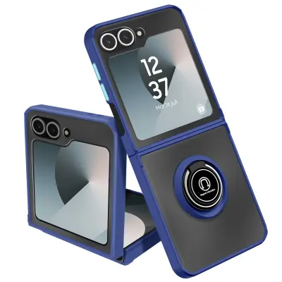 Ovitek za Galaxy Z Fold 6 odporen na udarce z magnetnim obročem za oporo, Modra
