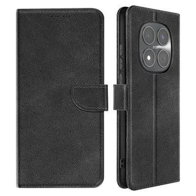 Etui za Redmi Note 15 Pro 5G z usnjenim videzom, držalom za kartice in funkcijo stojala, Črna