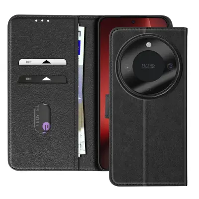 Folio etui za Honor Magic 8 Lite serija Chesterfield s funkcijo stojala, Črna