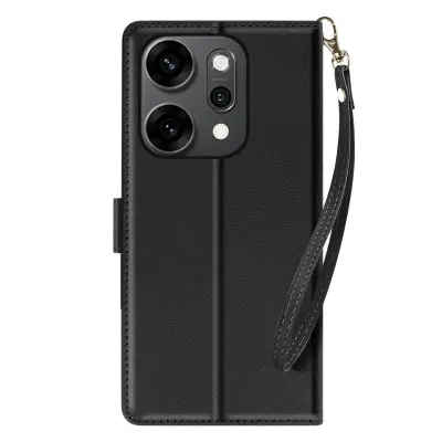 Denarnica etui za Oppo Reno 14 / 14F / 14 FS z zapestnim trakom, Črna