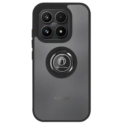 Ovitek za Xiaomi 17 z obročastim stojalom in magnetno pritrditvijo, Črna