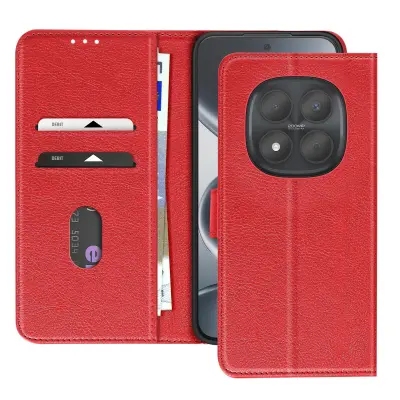 Denarnica etui za Redmi Note 15 Pro 5G Chesterfield z zrnatim vzorcem in funkcijo stojala, Rdeča