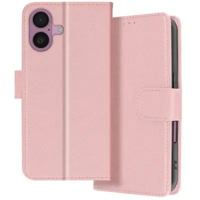 Denarnica etui za iPhone 16 serije Chesterfield s funkcijo stojala, Roza