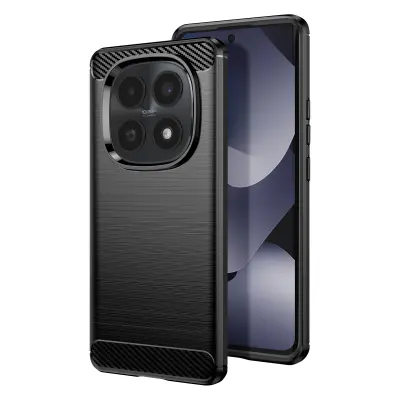 Ovitek za Redmi Note 15 5G / 4G iz silikona z učinkom karbona in brušeno teksturo, Črna