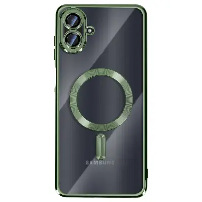Ohišje za Galaxy A07, združljivo z MagSafe, s kromiranim robom, Zelena