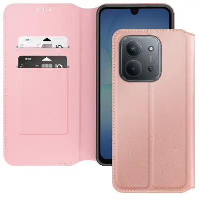 Magnetna preklopna denarnica za Xiaomi Redmi 15C s stojalom za video, Roza