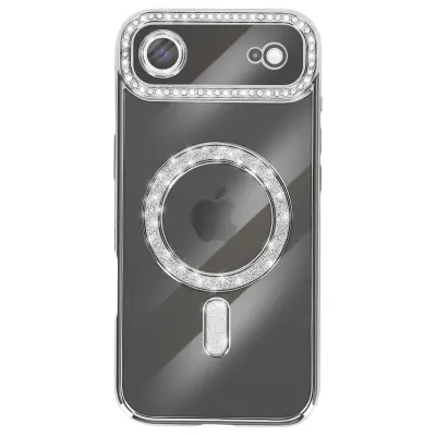 Ovitek za iPhone Air, združljiv z MagSafe, z okrasnim obodom iz strasa, Srebrna