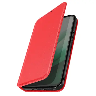 Etui za Xiaomi Redmi 15 5G serije Classic z držalom za kartice in video stojalom, Rdeča