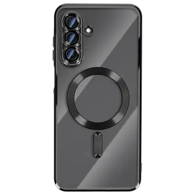 Ohišje za Galaxy A17, združljivo z MagSafe, s kromiranim robom, Črna