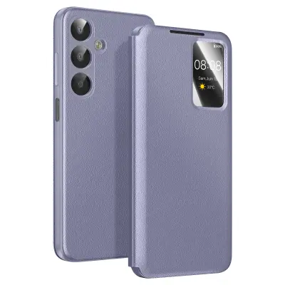 Ovitek za Galaxy A17 z oknom Smart View in držalom za kartice, Siva lavanda