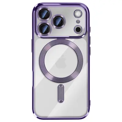 Ovitek za iPhone 17 Pro Max, združljiv z MagSafe, s kromiranim robom, Vijolična