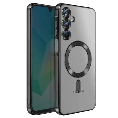 Ovitek za Samsung Galaxy A16, združljiv z MagSafe, s kromiranim robom, Črna