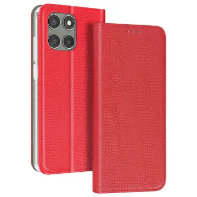 Etui za Motorola Edge 60 Pro, teksturiran, črtast z držalom za kartice, Rdeča