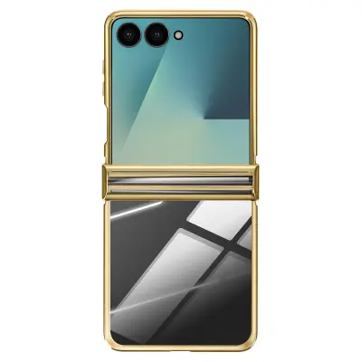 Ovitek za Galaxy Z Flip 7, kromiran z zaščito tečaja, Zlata