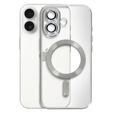 Ohišje MagSafe za iPhone 16 z ultra elegantnim kromiranim robom, Srebrna