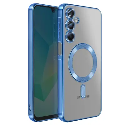 Ovitek za Samsung Galaxy A16, združljiv z MagSafe, s kromiranim robom, Modra