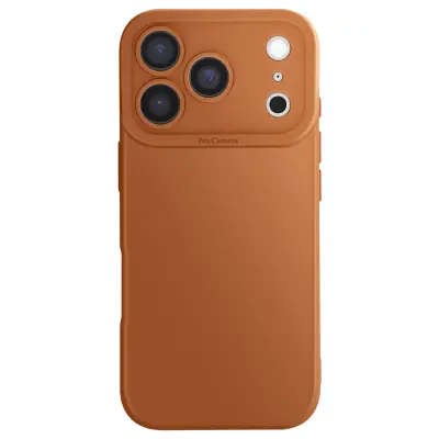 Ovitek za iPhone 17 Pro iz mehkega silikona z ojačanim blokom kamere, Rjava