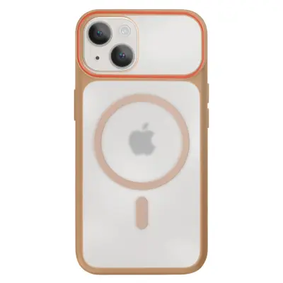 Ovitek MagSafe za iPhone 15 Plus / 14 Plus, trda zadnja stran s silikonskim okvirjem, Rjava