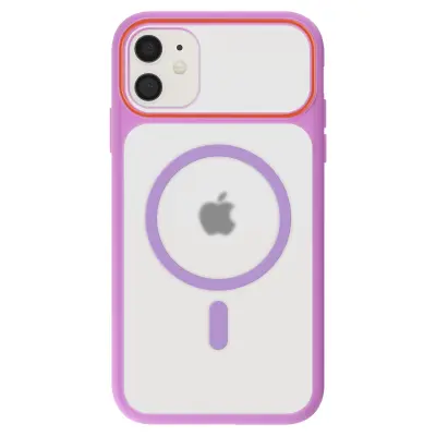 Ovitek MagSafe za iPhone 11, zadnja stran z dimnim efektom z ojačanim silikonskim okvirjem, Vijolična