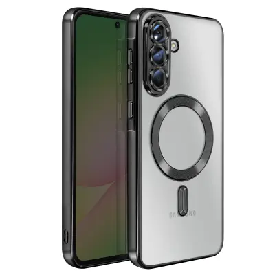 Ovitek za Galaxy A56, združljiv z MagSafe, s kromiranim robom, Črna