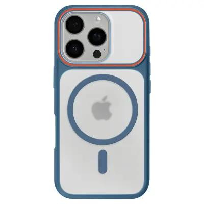 Ovitek MagSafe za iPhone 16 Pro Max, zadnja stran z dimnim efektom z ojačanim silikonskim okvirjem, Modra