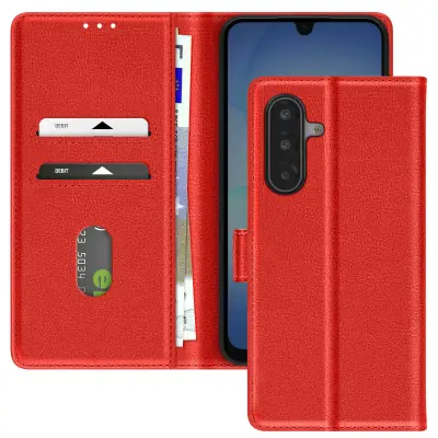 Usnjena denarnica Chesterfield za Samsung Galaxy A17 s stojalom, Rdeča