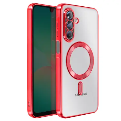 Ovitek za Samsung Galaxy A26, združljiv z MagSafe, s kromiranim robom, Rdeča