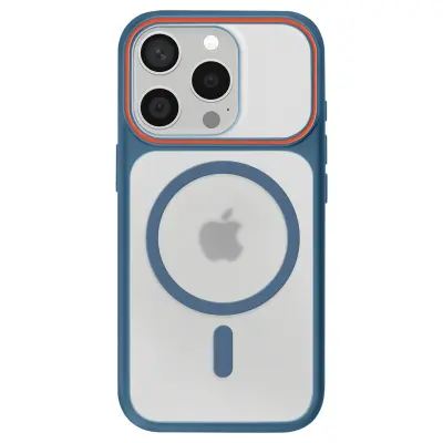 Ovitek MagSafe za iPhone 15 Pro, zadnja stran z dimnim efektom z ojačanim silikonskim okvirjem, Modra