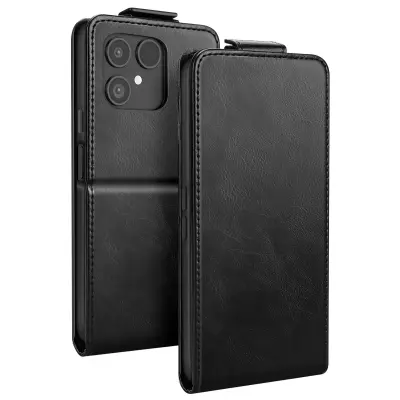 Navpični preklopni etui za Fairphone 6, magnetna denarnica s stojalom, Črna