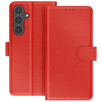 Denarnica za Galaxy S25 FE serije Chesterfield s funkcijo stojala, Rdeča