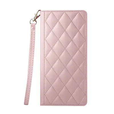 RFID denarnica ovitek za Galaxy S26 z video stojalom in snemljivim zapestnim trakom, Šampanjec roza